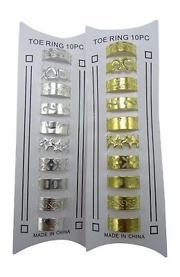 New Set Of 20 Assorted Gold & Silver Tone Toe Rings #r1240gs