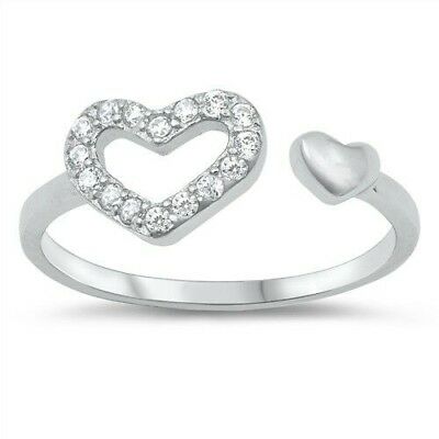 Hearts Design Toe Ring Face Height 6 Mm Sterling Silver 925 Clear Cz Usa Seller