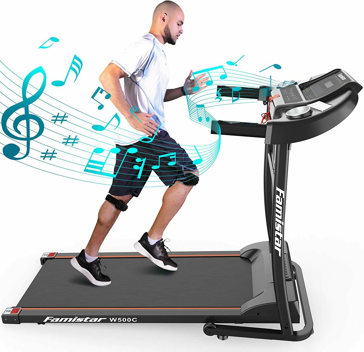 Portable Electric Folding Treadmill, Motorized Running Jogging Machine W/rolling