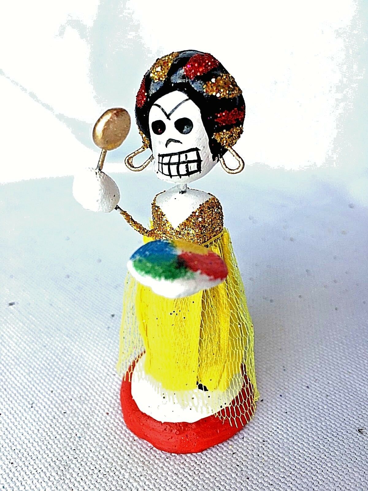 Frida Kahlo Painting  Day Of The Dead  Glitter Figure - Mexico