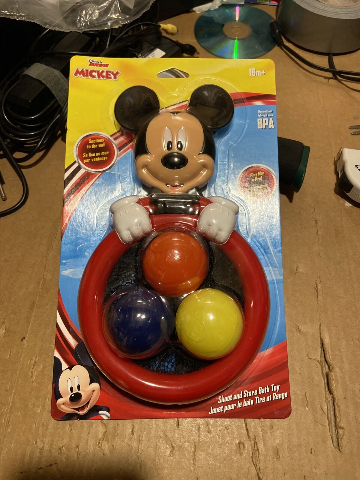 Disney Mickey Mouse Baby Basketball Hoop Shoot And Store 3 Balls Bath Tub Toy
