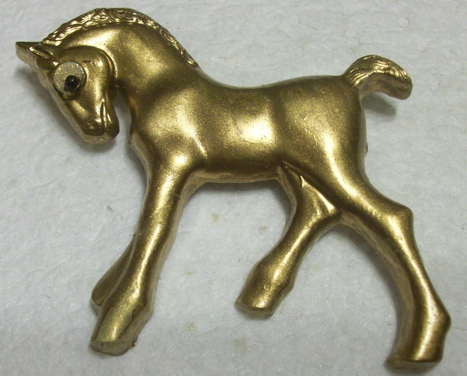 Vintage Gilded Plastic Horse Pony Scatter Pin Or Lapel Pin, Brooch Pin