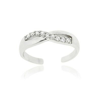 Sterling Silver Cz Infinity Toe Ring