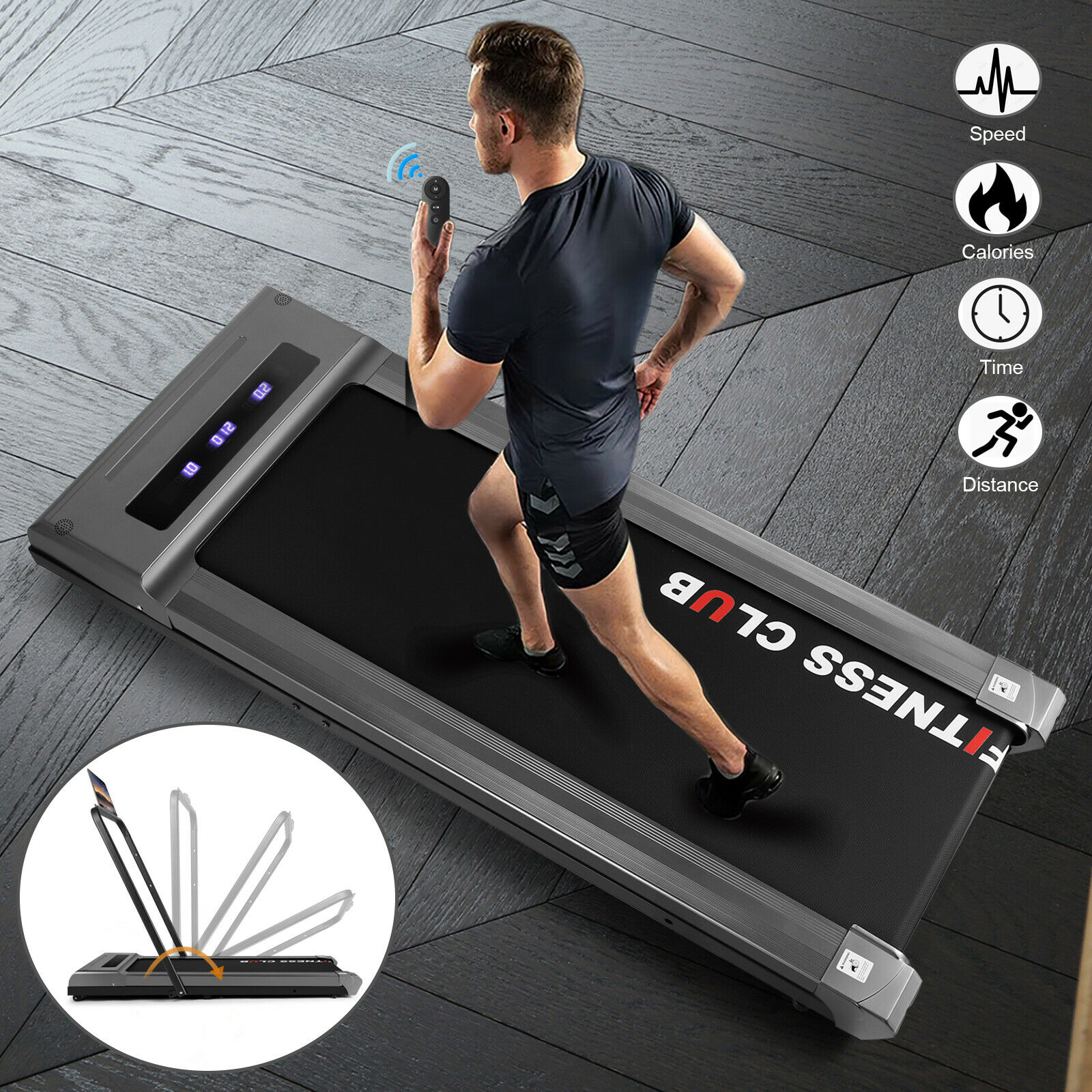 2in1 Folding Electric Treadmill Under Desk 3.0hp Wide Walking Running Machine Rc