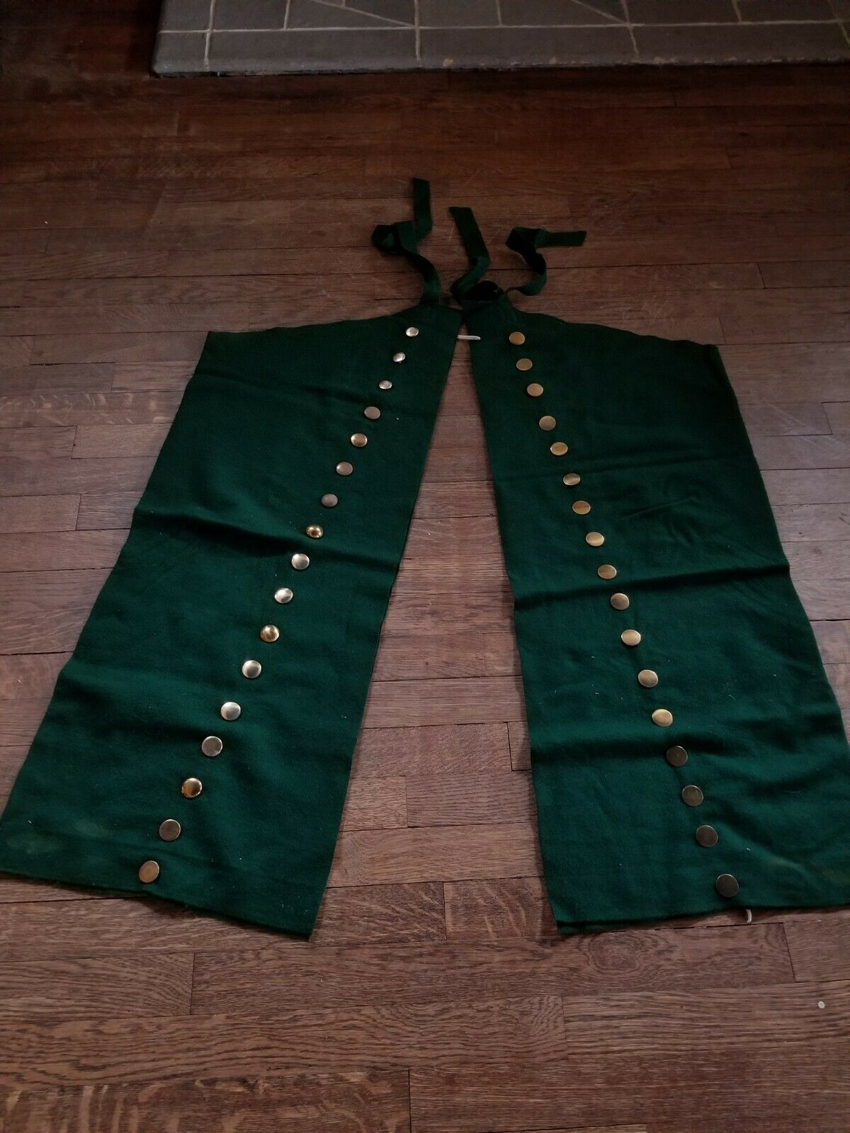 Antique Trade Cloth Used For Native American Dance Leggings, Forest Green