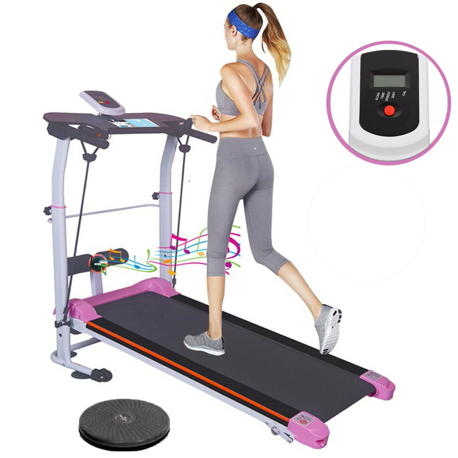 Folding Manual Treadmill 4-in-1 Shock Running Working Machine Fitness Incline