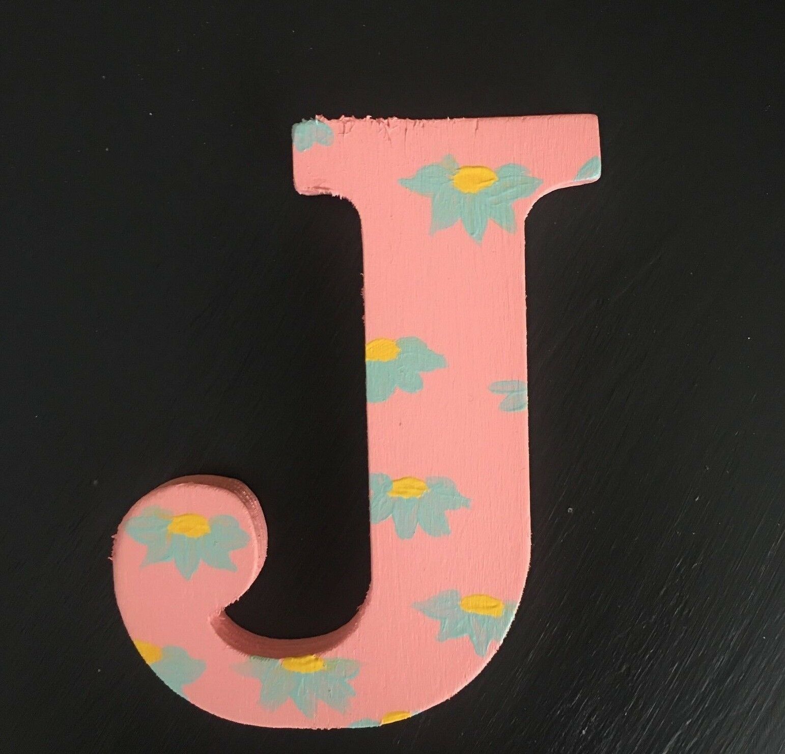 Hand Painted Wooden Letters Monogram Initials "j" 5" Tall 0.5" Thick