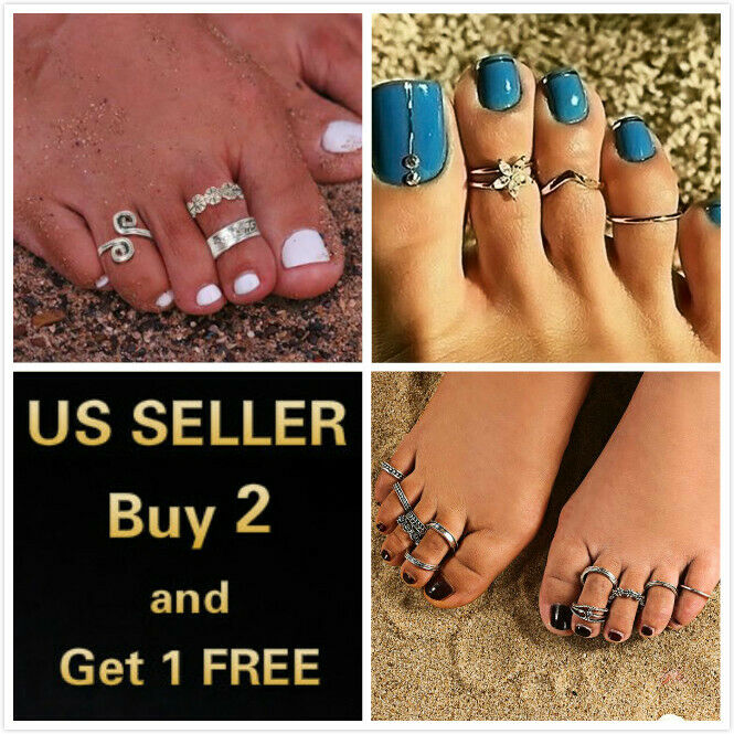 3or12 Pcs Silver Gold Elegant Women Toe Ring Rings Foot Beach Jewelry