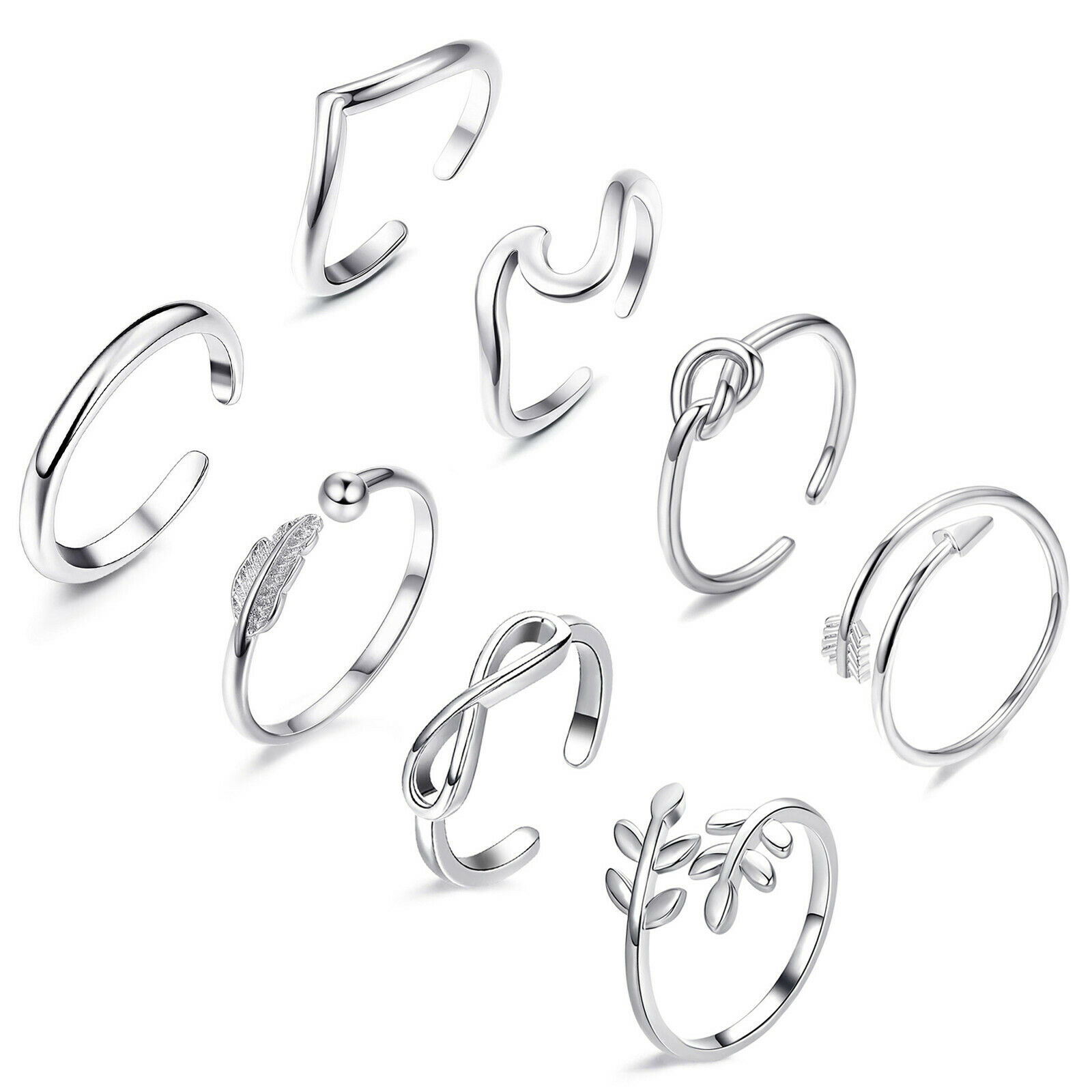 Wholesale 8pcs/set Jewelry Silver/gold/rose Gold Toe Rings Women Rings Gifts 02