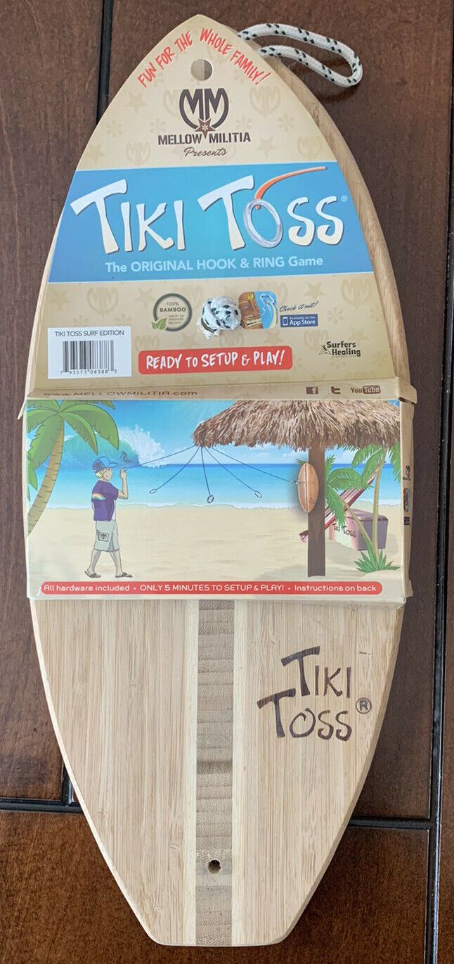 Tiki Toss Original Hook And Ring Game Set 100% Bamboo All Hardware Included