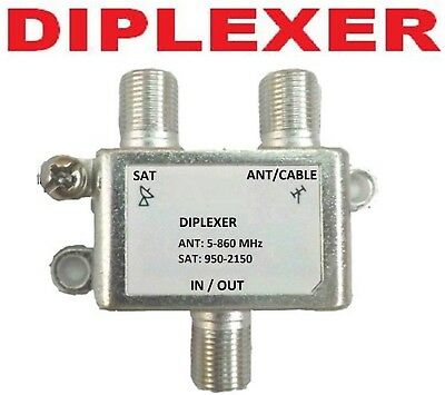 Diplexer Switch Satellite + Cable Or Tv Antenna Digital Combiner Rg6 Uhf Hd  Dtv
