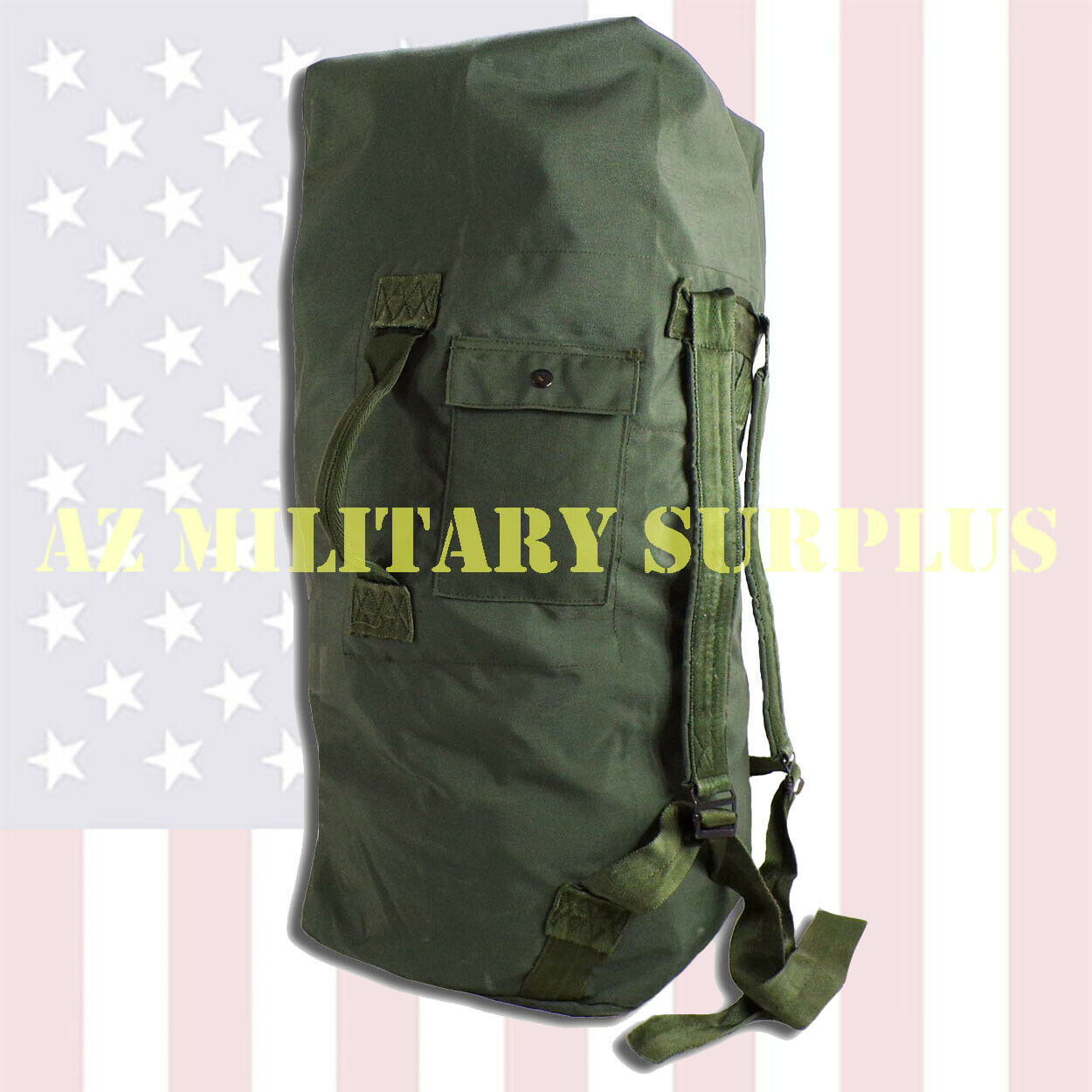 Unissued! Us Military Duffel Bag / Sea Bag, Heavy Duty Duck Canvas W/straps Lnwt