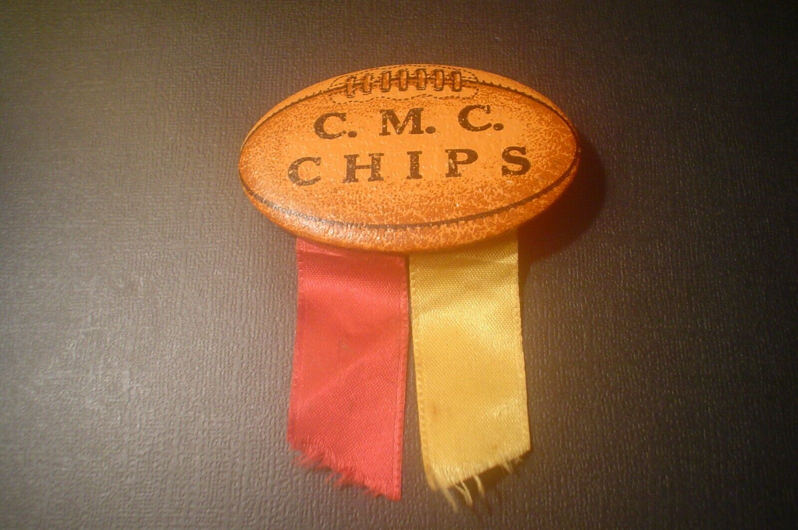 Vintage Pinback - Football Shape Central Michigan Chippewas Chips With Ribbons