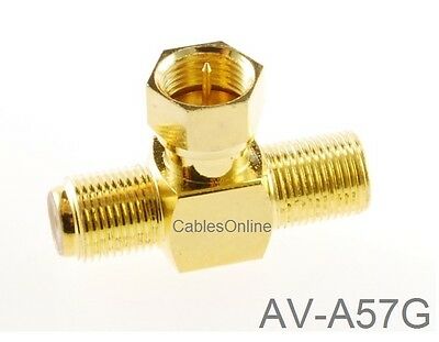 F-type Connector 2-way 1-male To 2-female Gold-plated T-splitter, Av-a57g