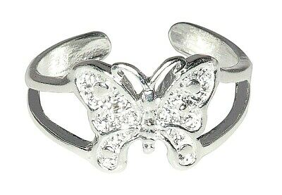 Sterling Silver .925 Beautiful Butterfly Toe Ring Adjustable Size | Made In Usa
