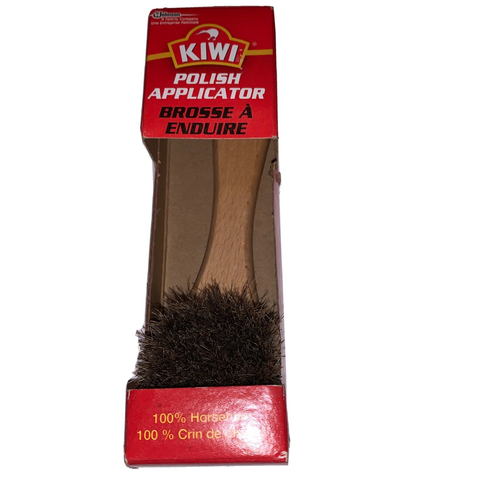#3 Kiwi Polish Applicator/ Shoe Brush 100% Natural Horsehair Bristles Round Head