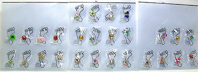 Crystal & Enamel "invisible" Elastic Band Toe Rings Assorted Designs *new*