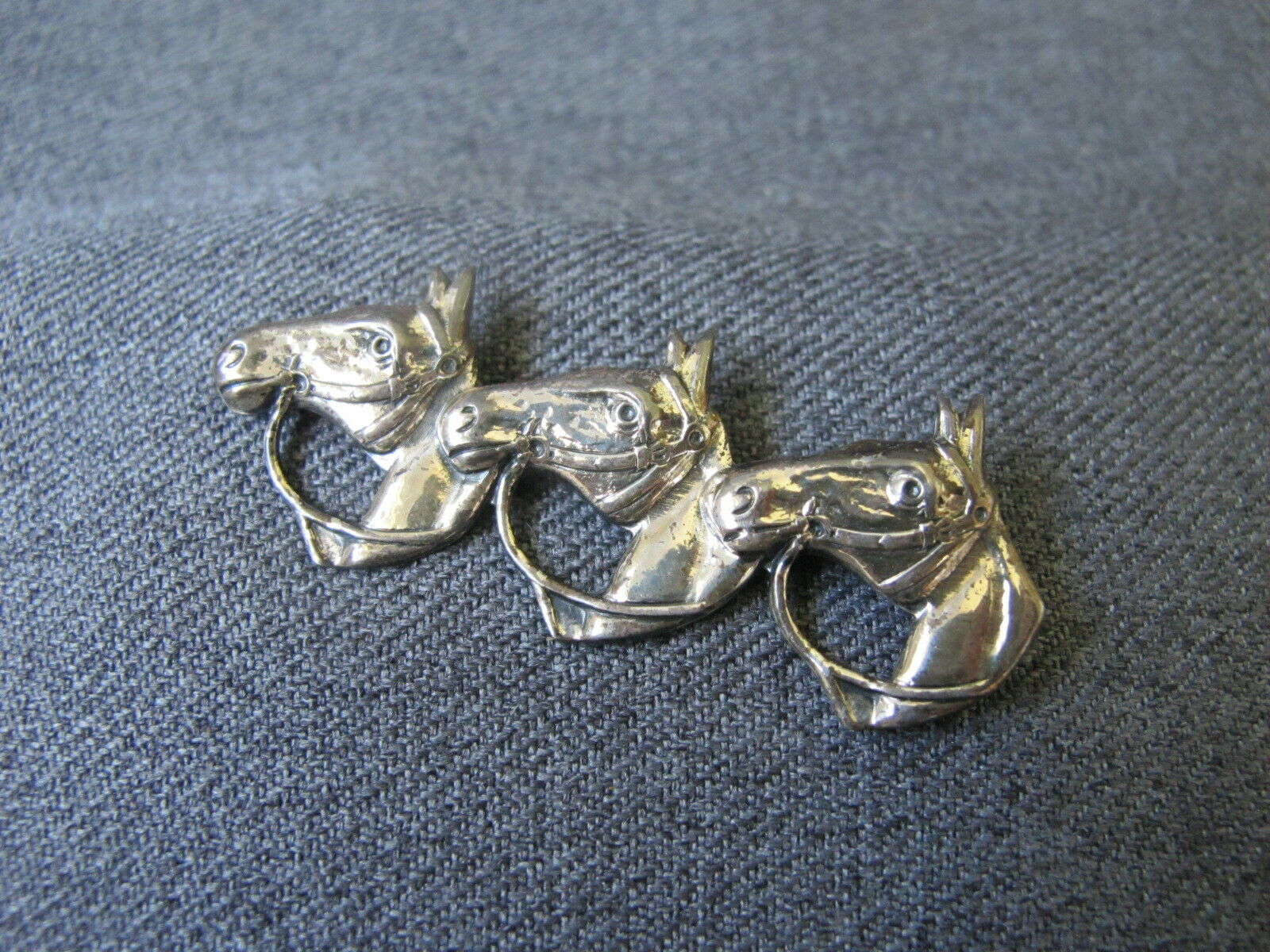 Vintage Marked Sterling 3 Horses Pin