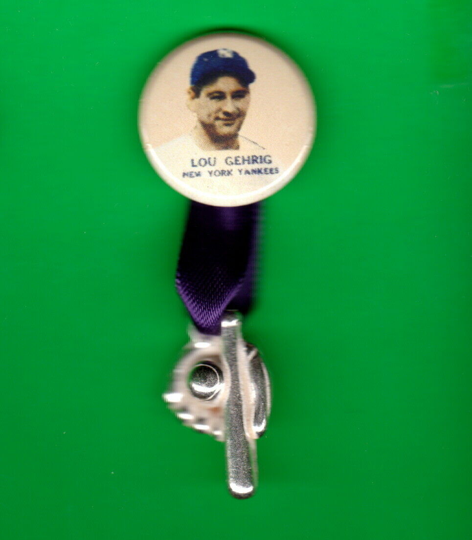 1938 Style Lou Gehrig Our National Game 1" Rp  Pin W/bbg  Baseball Charm Yankees