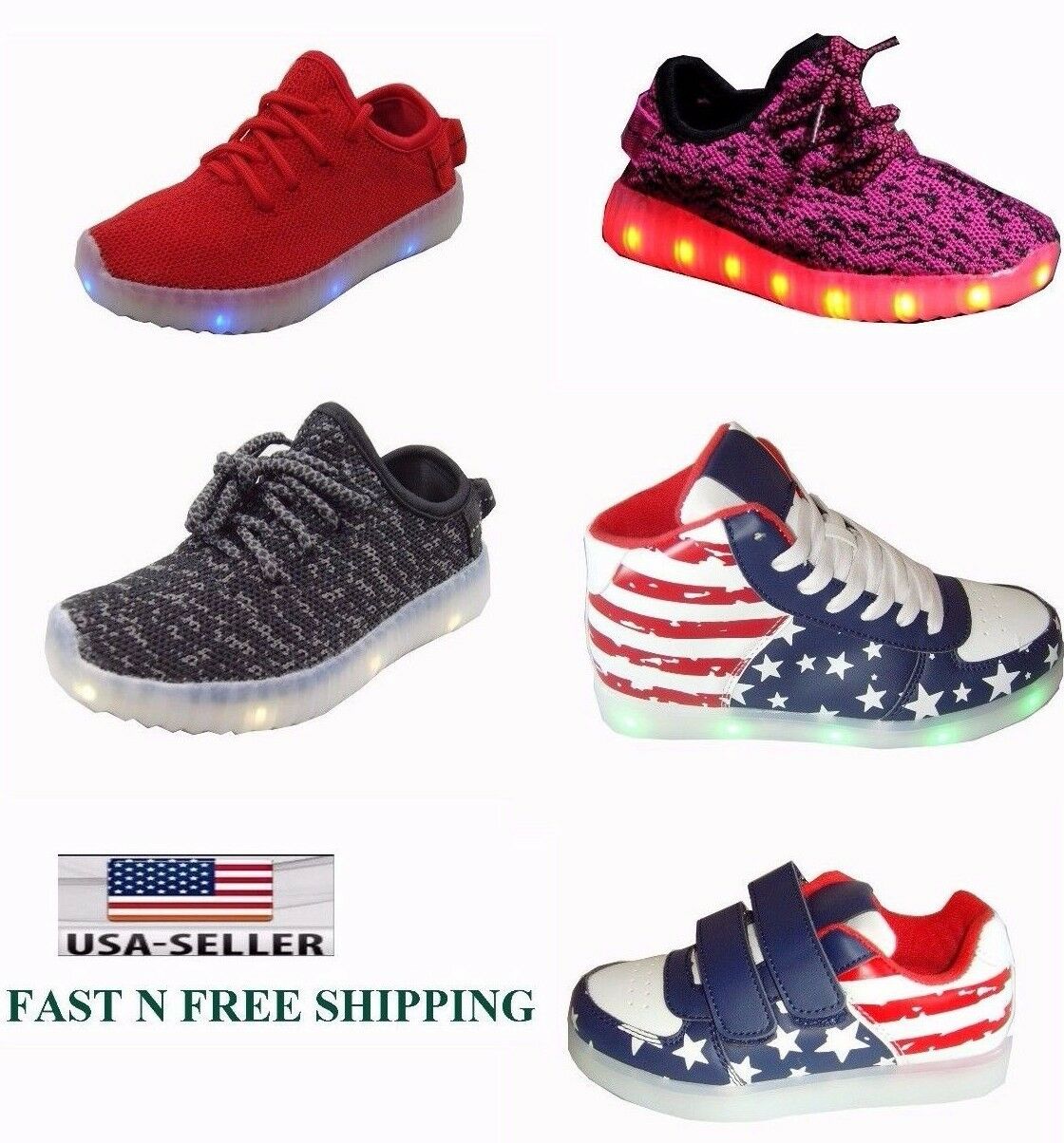 New Kids Boy's & Girl's Usb Rechargeable Light Up Led Shoes Athletics Sneakers