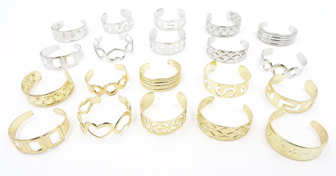 New Adjustable Gold & Silver Tone Metal Toe Ring Sets #r1157x