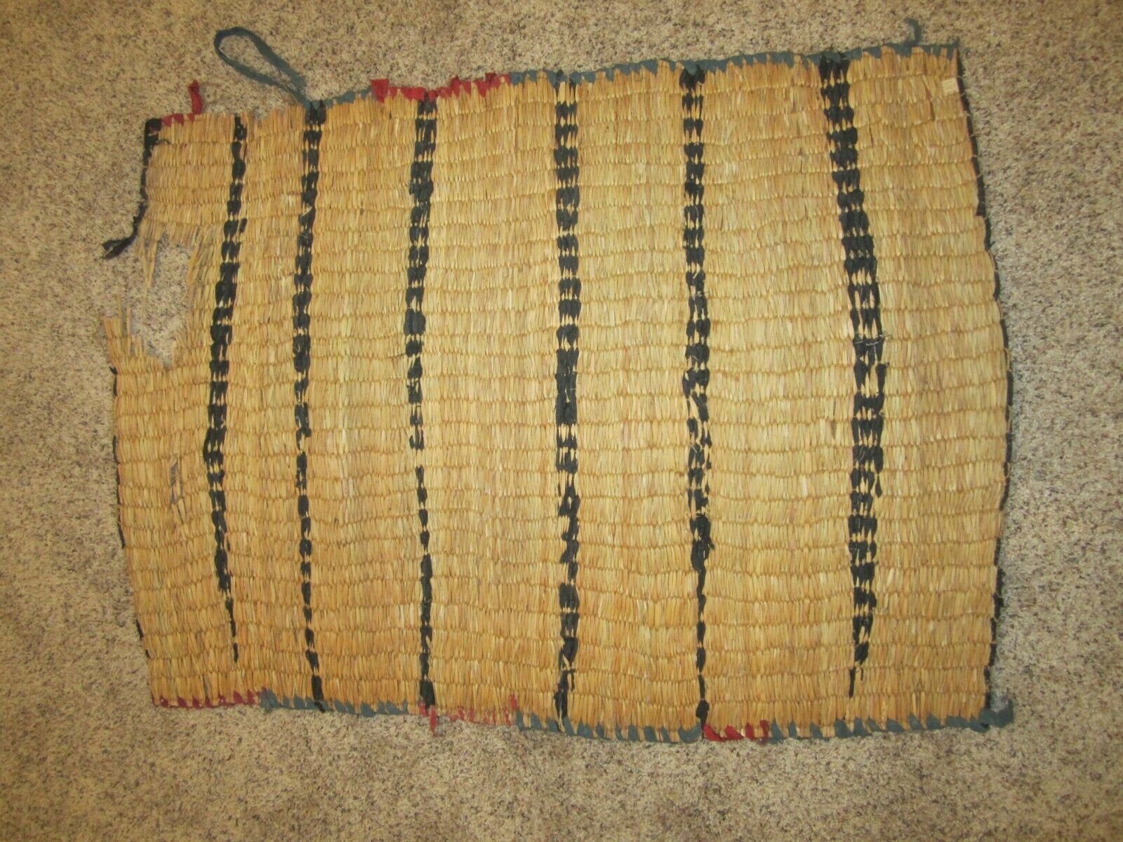 Antique Hand Woven Tule And Fabric Mat - Sleeping Mat - Floor Mat Tulle Grass