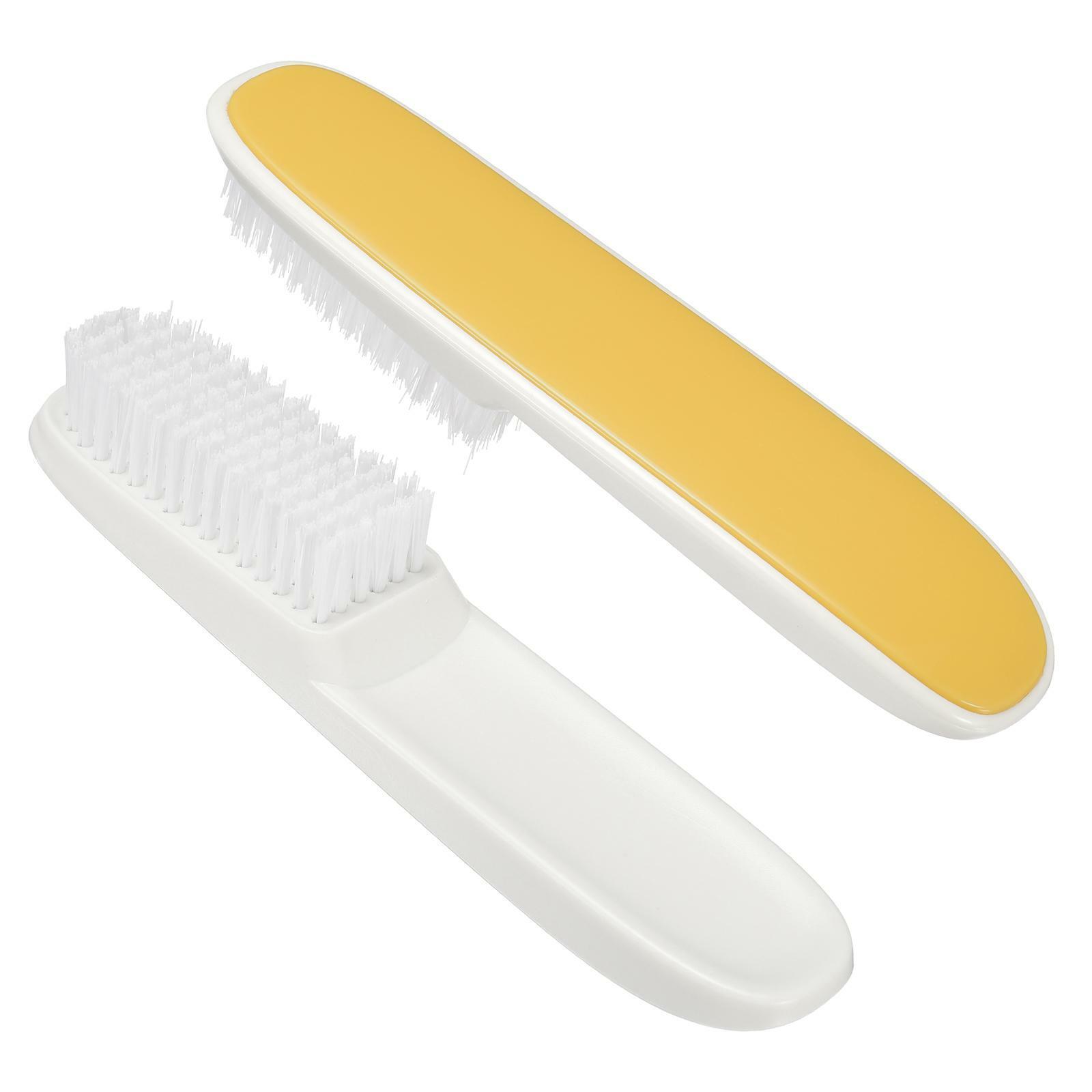 2pcs Cleaning Brush Pbt Bristles + Abs Handle For Shoes Sneakers Clothes Yellow