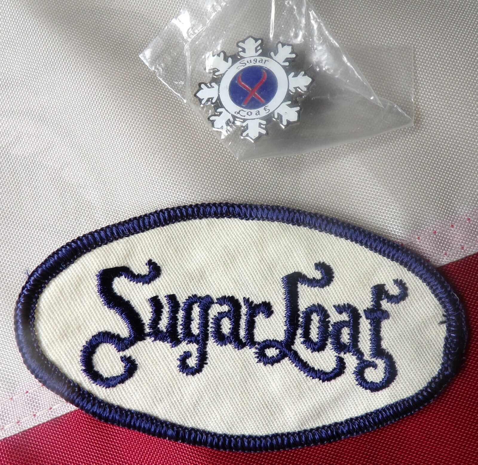 Lot Of 1 Sugar Loaf Skiing Pinback And 1 Sugar Loaf Skiing Patch!!!