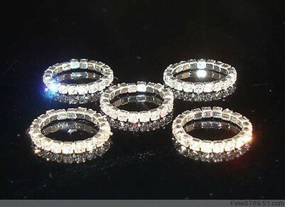 New Lots 12pcs 1row Silver Clear Crystal Rhinestone Elastic Toe Rings