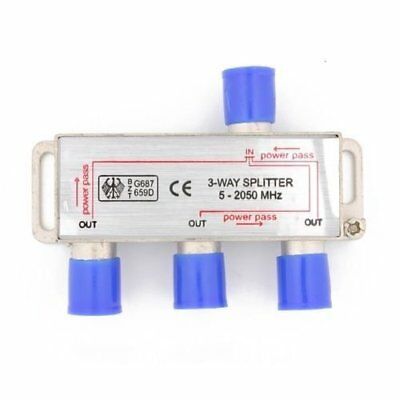 3 Way 5-2050 Mhz 1 To 3 Coaxial Splitter For Rg6 Rg59 Coax Cable Hdtv Satellite