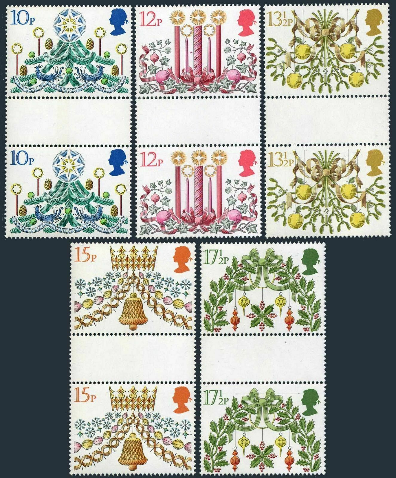 Great Britain 928-932 Gutter,mnh.mi 856-860.traditional Decorations.1980.flowers
