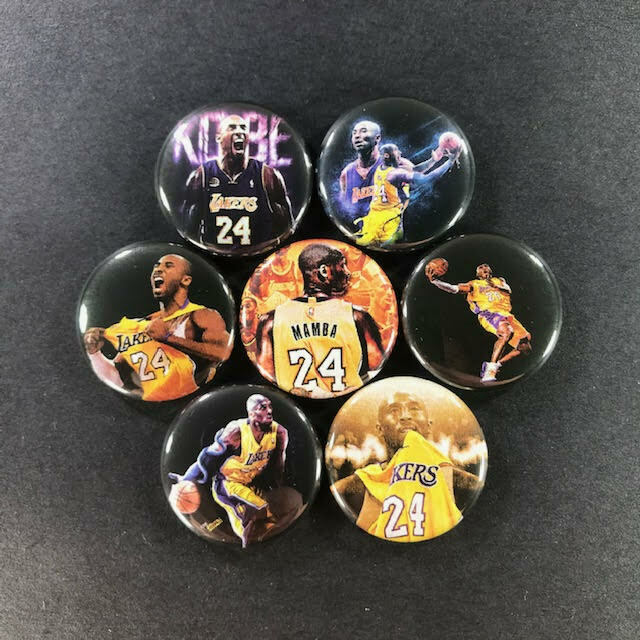 Kobe Bryant 1" Button Pin Set (7 Pins) Lakers Nba Basketball Black Mamba Sports