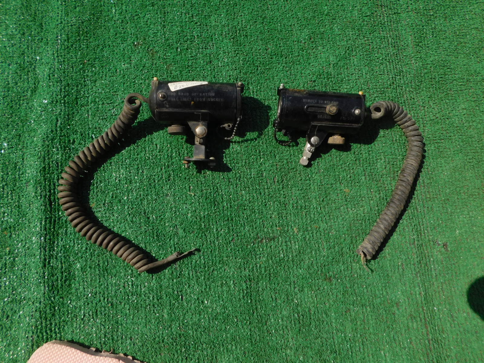 1942 1943 B24 Pilots Cockpit Utility Lights With Removable Red Lens Cap On Ends