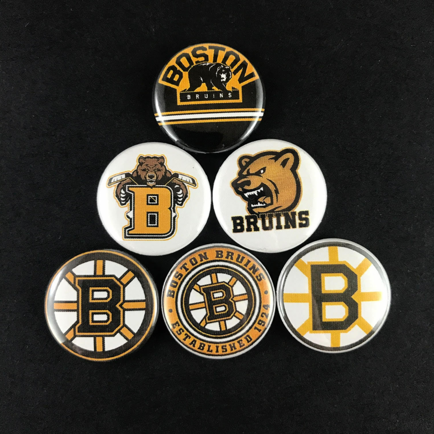 Boston Bruins 1" Button Pin Set Nhl Hockey