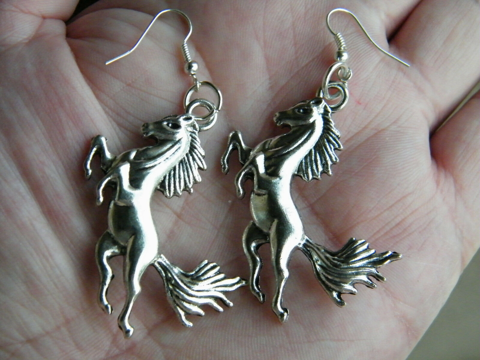 Wild Horse Earrings Big Running Stallion  Esquire Shows Silver Ear Wires New!