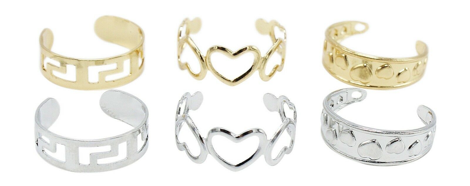 New Gold Or Silver 3 Piece Plated Toe Ring Sets #r1176
