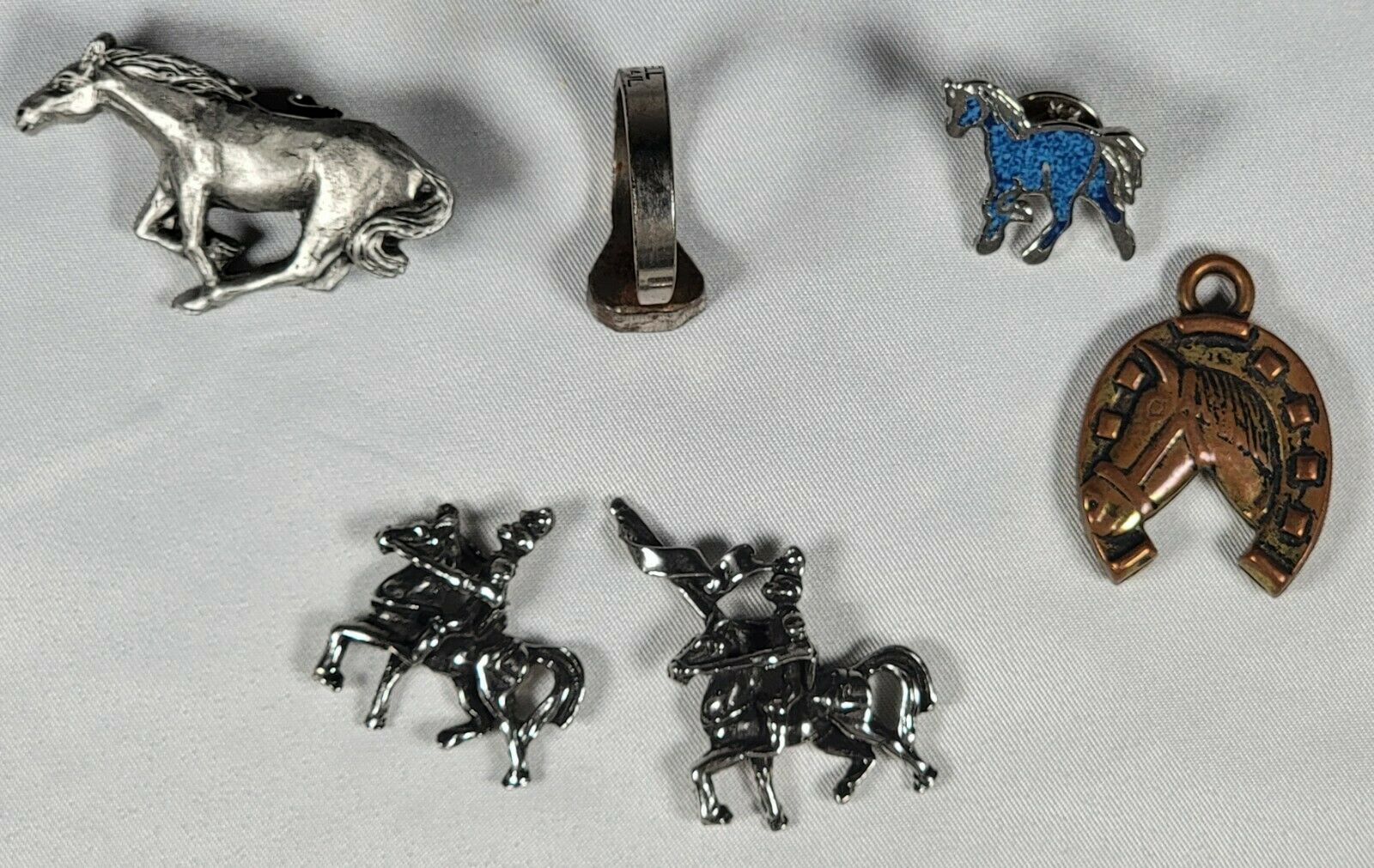 Equestrian Themed Jewelry Lot. Capewell Horse Nail. Vintage. Horse Charms.