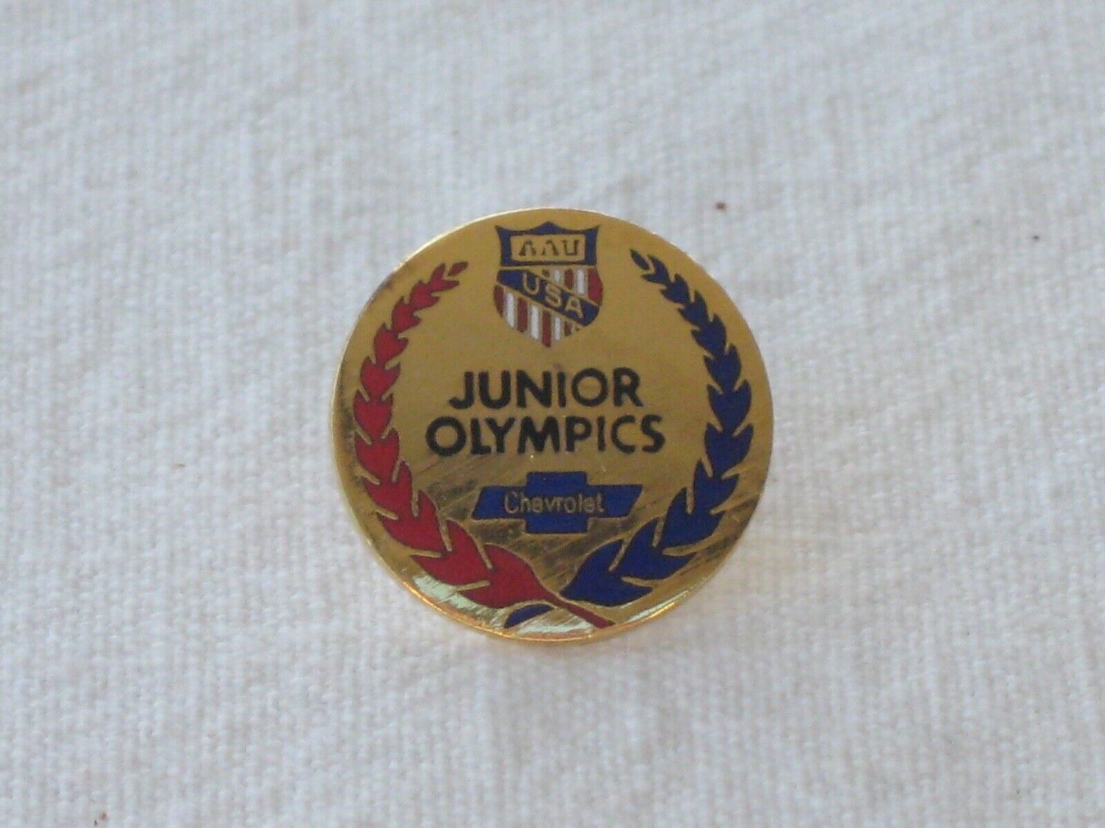 1980's Chevrolet Red White & Blue Aau Usa Junior Olympics Lapel Pin Ultra Rare