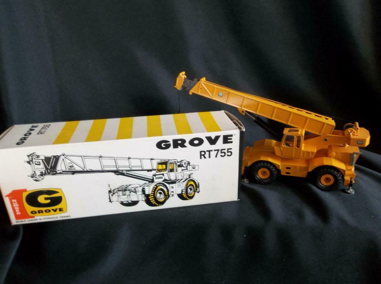 Nzg  #149 Grove Rt755 Mobile Truck Crane Model  1:55 Scale  Boxed Yellow Euc