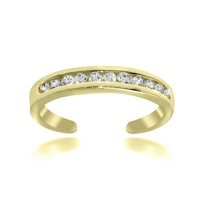 18k Gold Over Sterling Silver Channel-set Cz Toe Ring