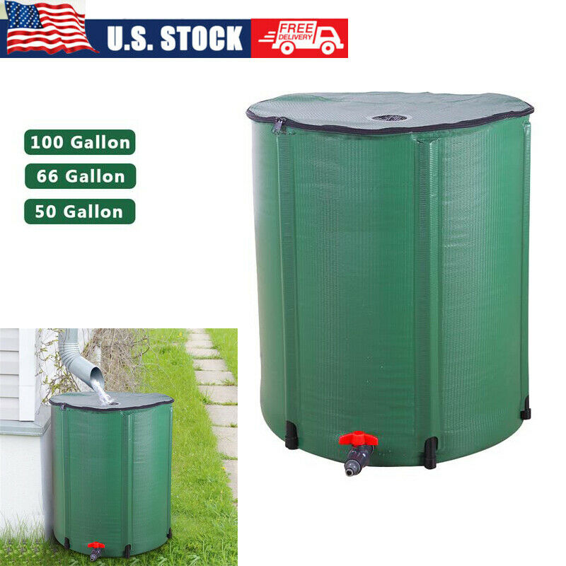 50 / 66 / 100 Gallon Portable Rain Barrel Water Collector Tank W /spigot Filter