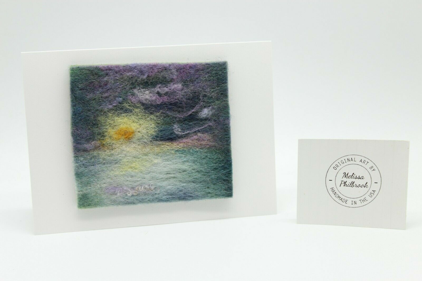 Blank Greeting Card "ocean Moon" Needle Felted Wool Melissa Philbrook Usa