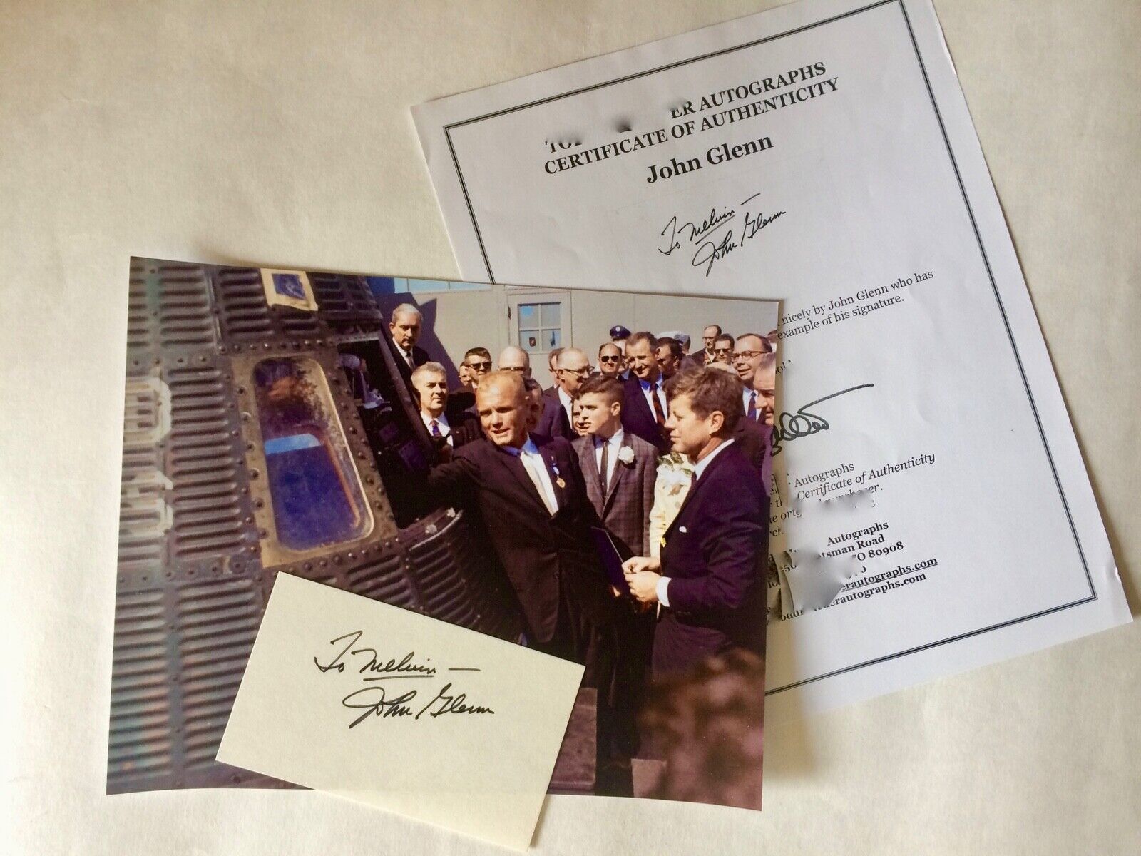 John Glenn  Index Card Hand Signed Authenticated  Rare